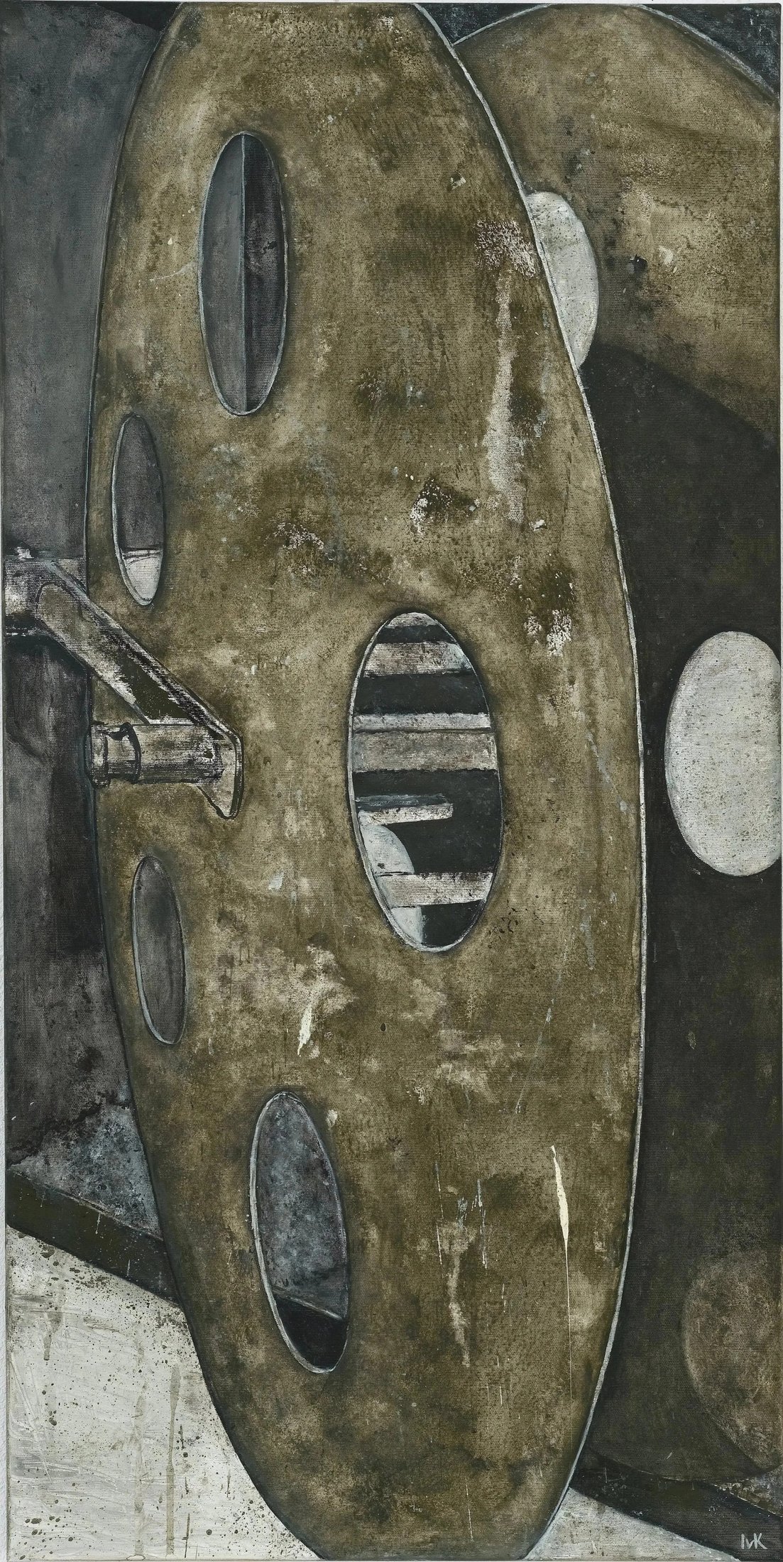 Fire Hose Cabinet, 2024, Acryl auf Leinwand, 100 x 50 cm